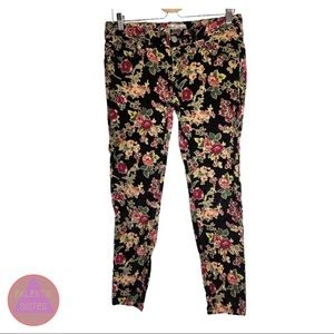 FREE PEOPLE black floral corduroy pants